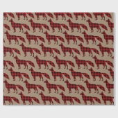 Rustic Kraft Red Fox Buffalo geplakt voor kerstmis Cadeaupapier (Vlak)