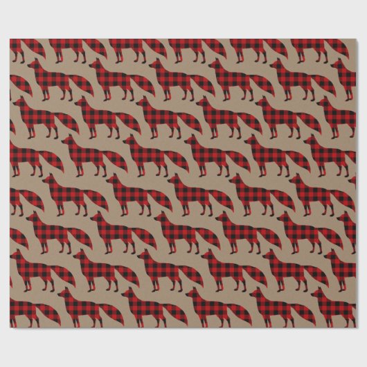 Rustic Kraft Red Fox Buffalo geplakt voor kerstmis Cadeaupapier (Vlak)
