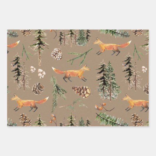 Rustic Kraft Red Fox in het bos Inpakpapier Vel (Voorkant)