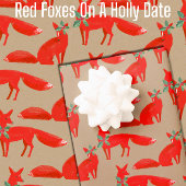 Rustic Kraft Red Foxes op een heilige datum Cadeaupapier