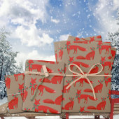 Rustic Kraft Red Foxes op een heilige datum Inpakpapier Vel