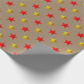 Rustic Kraft Red Gold Stars Vakantie Cadeaupapier (Hoek)