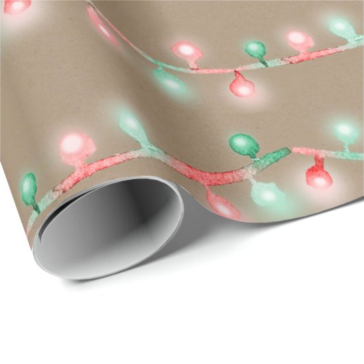 Rustic Kraft Red Green kerstboom Light Cadeaupapier (Rol Hoek)