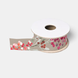 Rustic Kraft Red Holiday Berries Grosgrain Lint