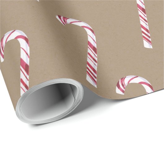 Rustic Kraft Red kerstsnoepjes Cadeaupapier (Rol Hoek)