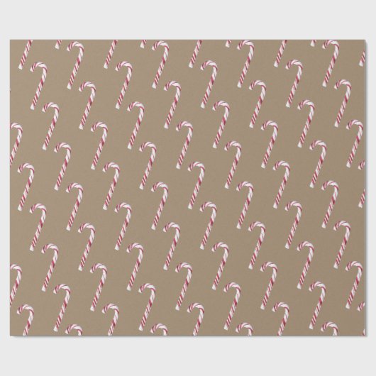 Rustic Kraft Red kerstsnoepjes Cadeaupapier (Vlak)