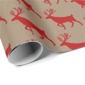 Rustic Kraft Red Stag Reindeer Wrapping Paper Cadeaupapier (Rol Hoek)
