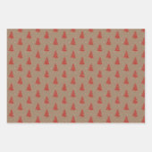 Rustic Kraft Red White Green Snowy kerstbomen Inpakpapier Vel (Voorkant)