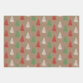 Rustic Kraft Red White Green Snowy kerstbomen Inpakpapier Vel (Voorkant 3)