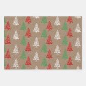 Rustic Kraft Red White Green Snowy kerstbomen Inpakpapier Vel (Voorkant 2)