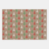 Rustic Kraft Red White Green Snowy kerstbomen Inpakpapier Vel (Voorkant)