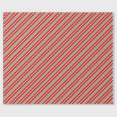 Rustic Kraft Red White Wide Stripe Vakantie Cadeaupapier (Vlak)