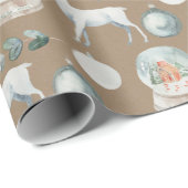 Rustic Kraft Reindeer Snow Wereldbol Baby Peuter Cadeaupapier (Rol Hoek)