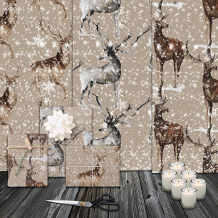 Rustic Kraft Reindeer Stags Grote Antlers Inpakpapier Vel