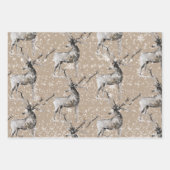 Rustic Kraft Reindeer Stags Grote Antlers Inpakpapier Vel (Voorkant)