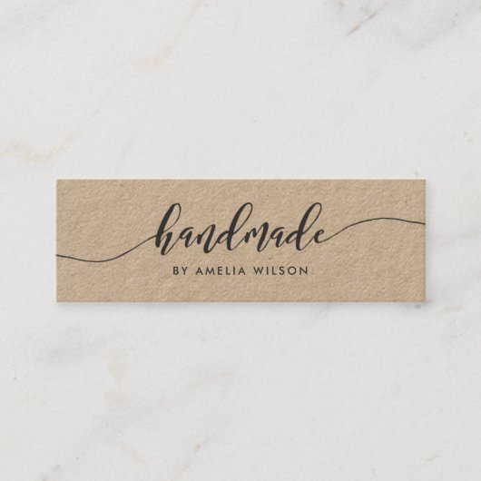 Rustic Kraft Relax Script Handgemaakt Mini Visitekaartje (Voorkant)