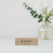 Rustic Kraft Relax Script Handgemaakt Mini Visitekaartje (Staand voorkant)