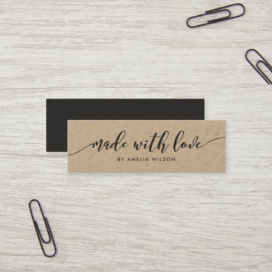 Rustic Kraft Relax Script Made with Love Mini Visitekaartje
