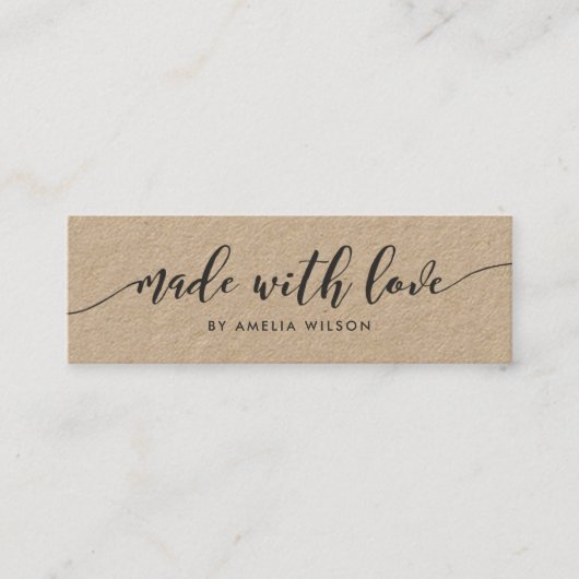 Rustic Kraft Relax Script Made with Love Mini Visitekaartje (Voorkant)