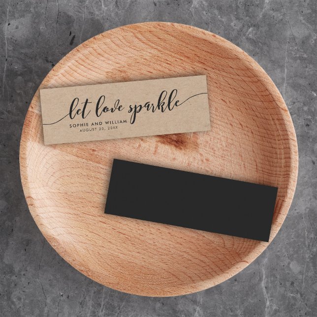 Rustic Kraft Relax Script Wedding Let Love Sparkle Mini Visitekaartjes (Creator heeft geüpload)