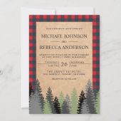 Rustic Kraft Rode Buffalo Plaid Groene Huwelijksui Kaart (Voorkant)