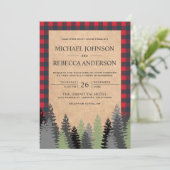 Rustic Kraft Rode Buffalo Plaid Groene Huwelijksui Kaart (Staand voorkant)