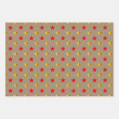 Rustic Kraft Rood Goud Zilver Sterren Kerstmis Inpakpapier Vel (Voorkant 3)