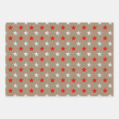 Rustic Kraft Rood Goud Zilver Sterren Kerstmis Inpakpapier Vel (Voorkant 2)