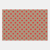 Rustic Kraft Rood Goud Zilver Sterren Kerstmis Inpakpapier Vel (Voorkant)