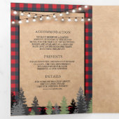 Rustic Kraft Rood kerstfeest bruiloft Drieluik Uitnodiging (Binnenzijde eerst)