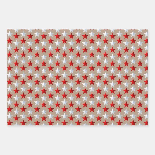 Rustic Kraft Rood Wit & Blauw Amerikaanse Vlag Ste Inpakpapier Vel (Voorkant 3)