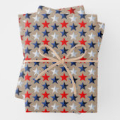 Rustic Kraft Rood Wit & Blauw Amerikaanse Vlag Ste Inpakpapier Vel (In situ)