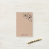 Rustic Kraft Roos Floral van het bureau van naam Post-it® Notes (Op bureau)