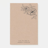 Rustic Kraft Roos Floral van het bureau van naam Post-it® Notes (Voorkant)