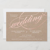 Rustic Kraft & Roos Gold Script Wedding Kaart (Voorkant)