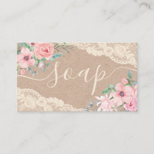 Rustic Kraft Roos Lace Handmade Soap Visitekaartje