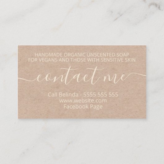 Rustic Kraft Roos Lace Handmade Soap Visitekaartje (Achterkant)