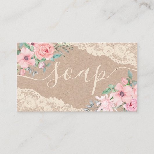Rustic Kraft Roos Lace Handmade Soap Visitekaartje (Voorkant)