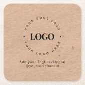 Rustic Kraft Round Circle Custom Company Logo Kartonnen Onderzetters (Voorkant)