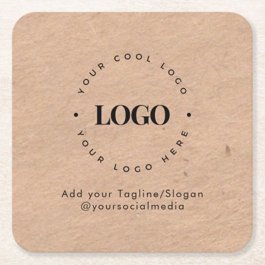 Rustic Kraft Round Circle Custom Company Logo Kartonnen Onderzetters (Voorkant)