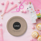 Rustic Kraft Round Circle Custom Company Logo Papieren Bordje (Feest)