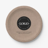 Rustic Kraft Round Circle Custom Company Logo Papieren Bordje (Voorkant)