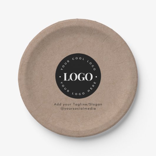 Rustic Kraft Round Circle Custom Company Logo Papieren Bordje (Voorkant)