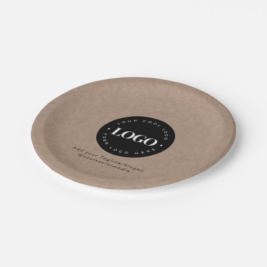 Rustic Kraft Round Circle Custom Company Logo Papieren Bordje (Gekanteld)