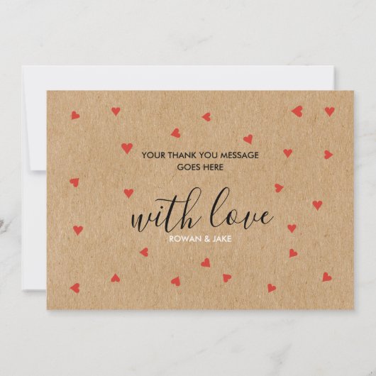 Rustic Kraft Ruby Red Love Harts Hartelijk dank Kaart (Achterkant)