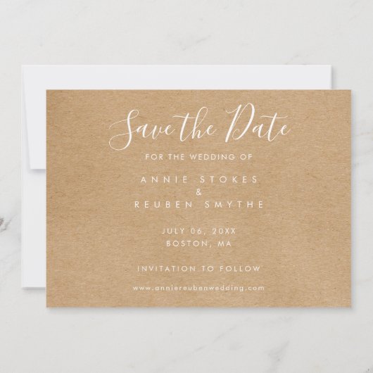 Rustic Kraft Save the Date Hand Script Photo (Achterkant)
