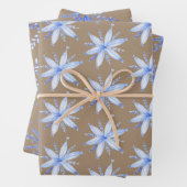 Rustic Kraft Scandinavian Blue Snowflakes Inpakpapier Vel (In situ)