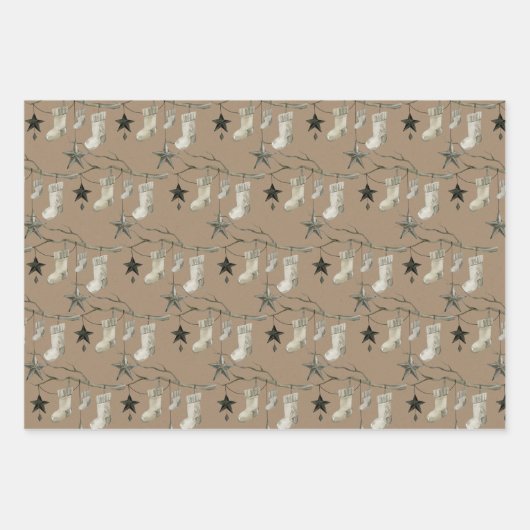 Rustic Kraft Scandinavian Hanging String Ornaments Inpakpapier Vel (Voorkant 2)