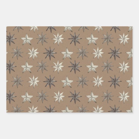 Rustic Kraft  Scandinavian Metal Stars Mix Inpakpapier Vel (Voorkant 2)