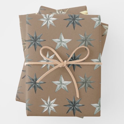 Rustic Kraft  Scandinavian Metal Stars Mix Inpakpapier Vel (In situ)